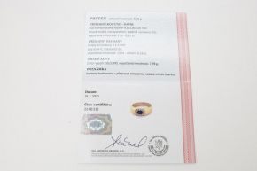 Zlatý prsten s diamanty a safírem 8,08g 18kt