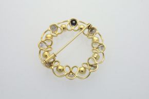 Zlatá brož s diamanty a perlami 5,78g 14kt