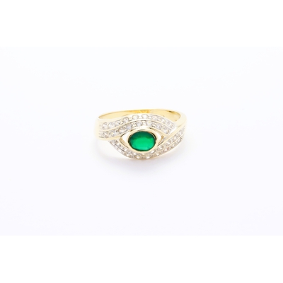 Zlat&yacute; prsten se zirkony a&nbsp;kamenem Glass 3,20&nbsp;g 14kt